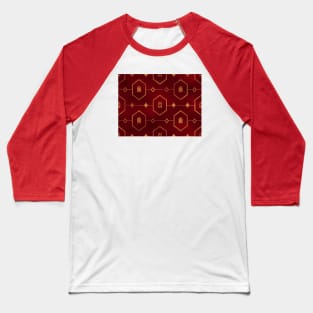Bronze Turtle Pattern on Red Baseball T-Shirt
